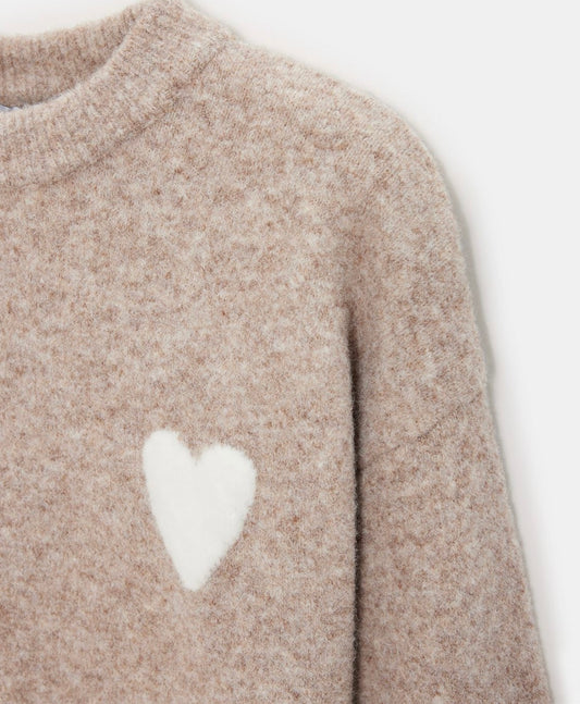 Yumuşak Dokulu Kalpli Triko Kazak