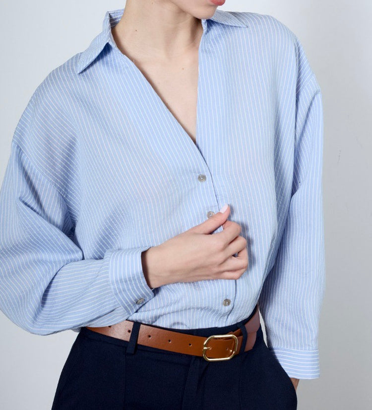 Mavi Çizgili Modal Gömlek