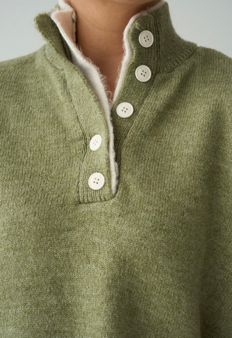 Yarım Düğmeli Boğazlı Kazak