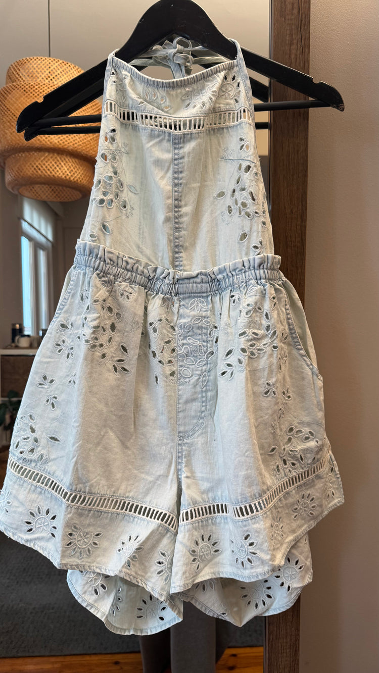 Free People Denim Güpür Detaylı Tulum