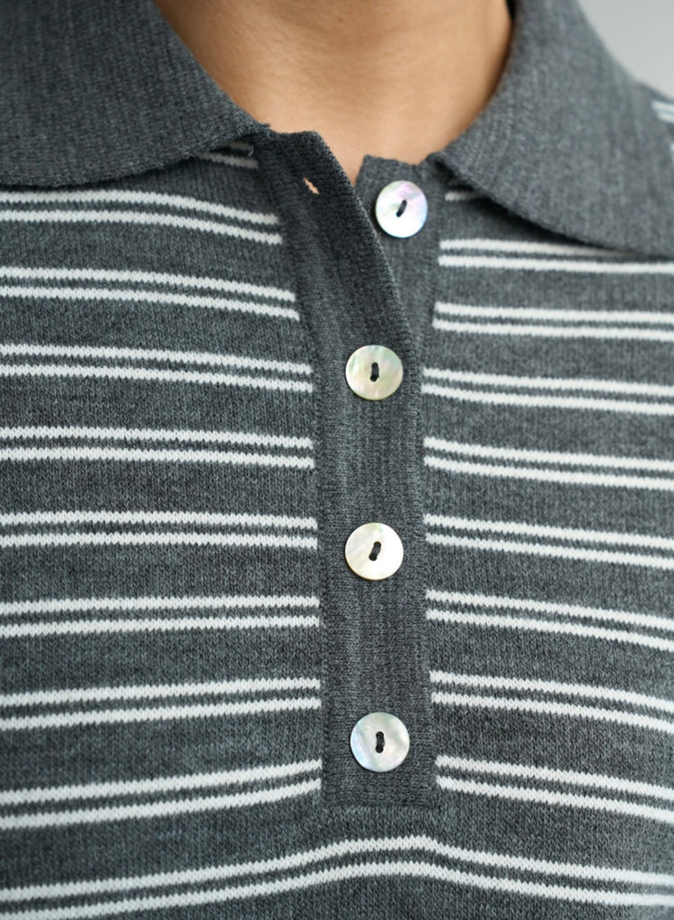 Çizgili Polo Yaka Kazak