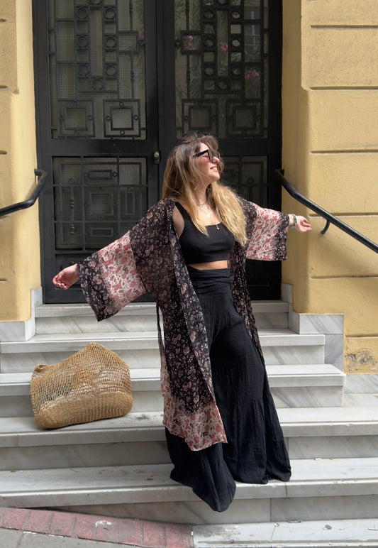 Şifon Desenli Kimono