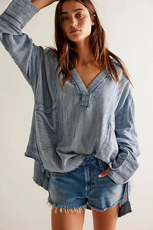 Free People Çizgili Oversize Bluz