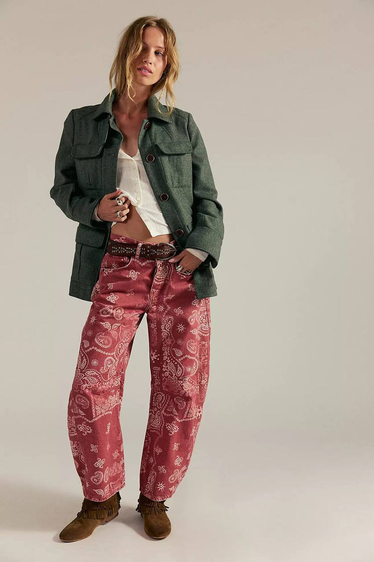 Free People Etnik Desen Barrel Jean
