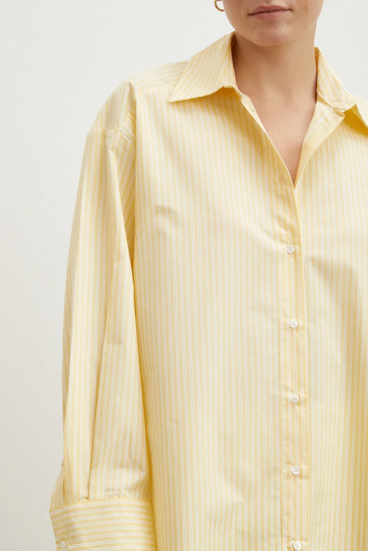 Sarı Çizgili Oversize Poplin Gömlek
