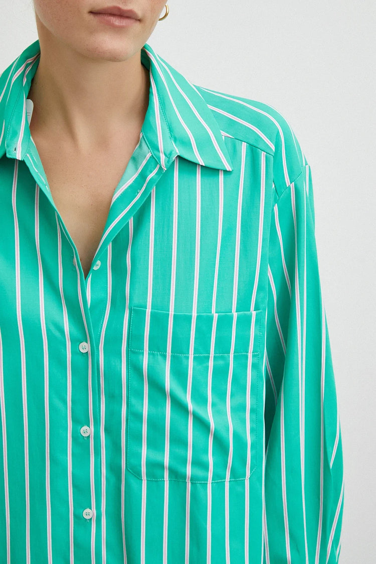 Çizgili Poplin Oversize Gömlek