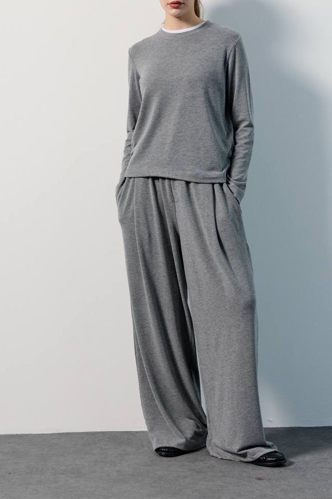 Gri Melanj Bluz/Pantolon Takım
