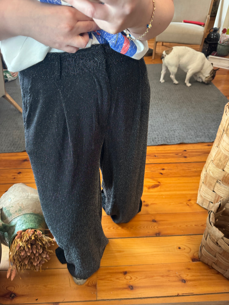 Simli Geniş Paça Pantolon