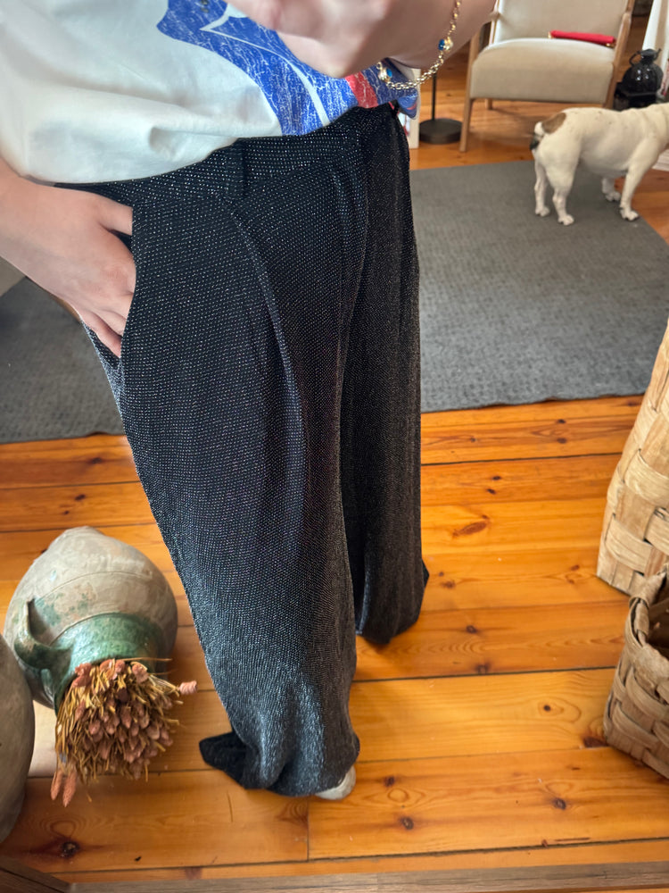 Simli Geniş Paça Pantolon