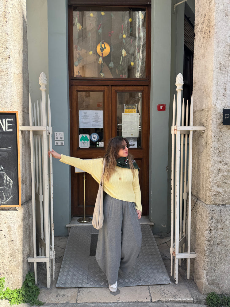 Kayık Yaka Salaş Sarı Kazak