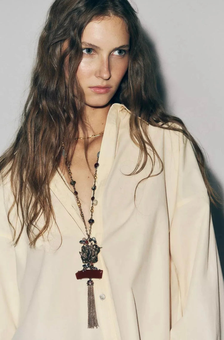 ZR Kuş Figürlü Zincir Sallantılı Kolye