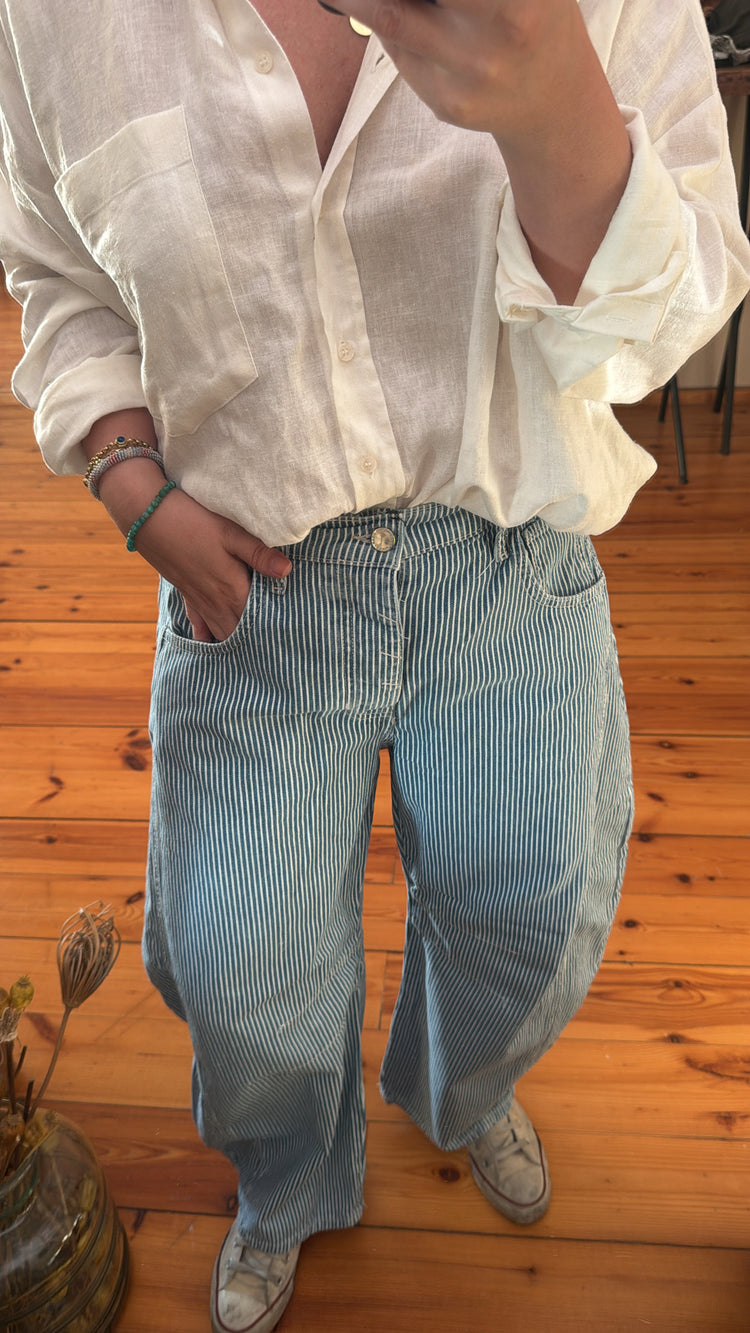 Free People Çizgili Barrel Jean