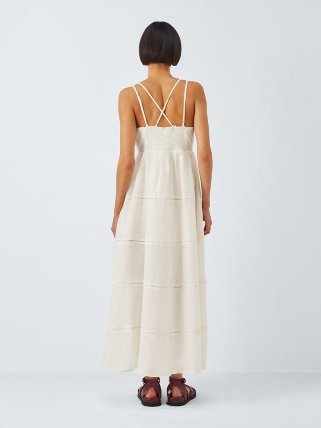 İthal Krem Güpürlü Askılı Elbise