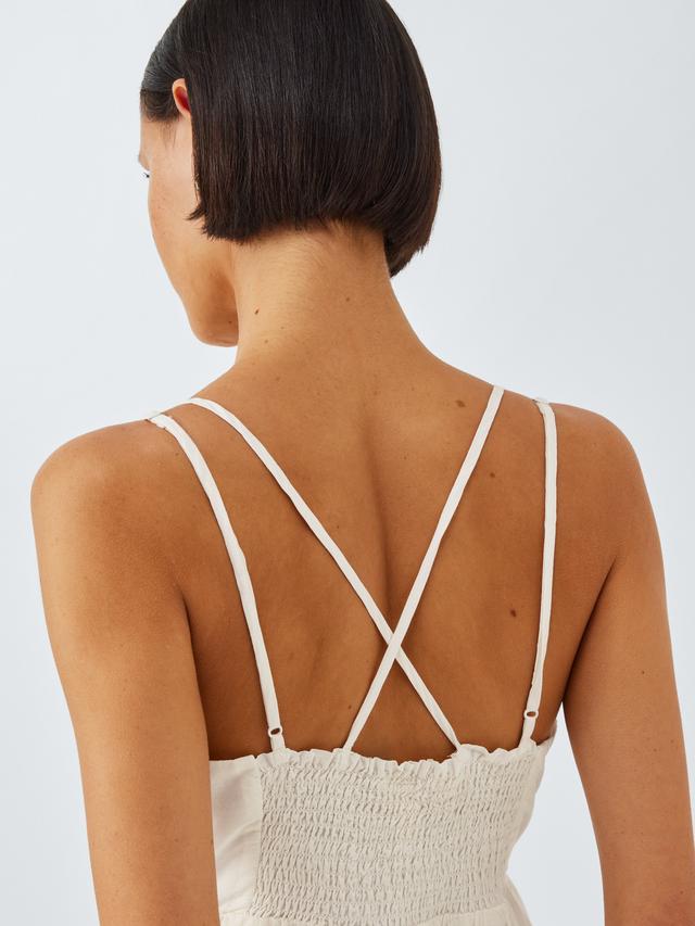 İthal Krem Güpürlü Askılı Elbise