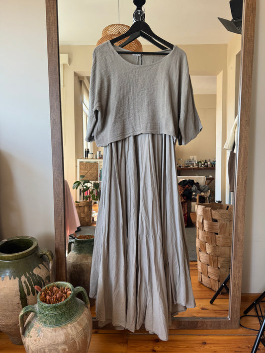 İthal Keten/Koton Vizon Maxi Elbise