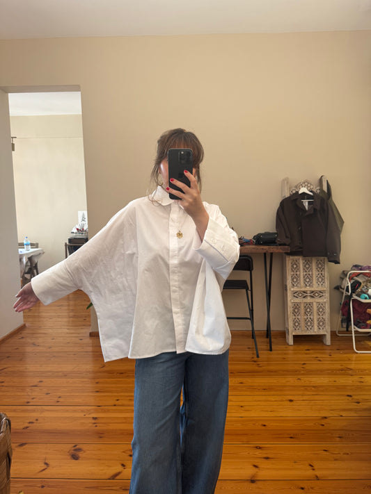 Yarasa Kol Oversize Poplin Gömlek