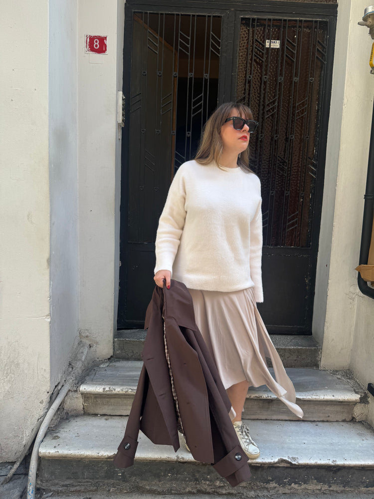 Taş Asimetrik Yırtmaçlı Etek