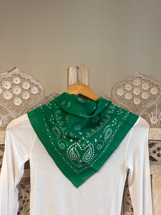 Yeşil Vual Desenli Fular